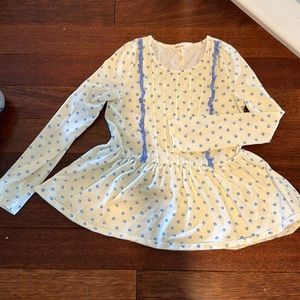 Matilda Jane long sleeve peplum top cream and blue size 12 $15